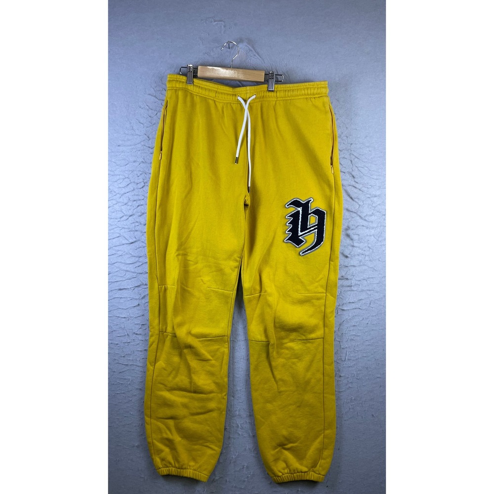 The Hundreds Sweatpants Mens XL Yellow Excellent Chenille Logo Joggers